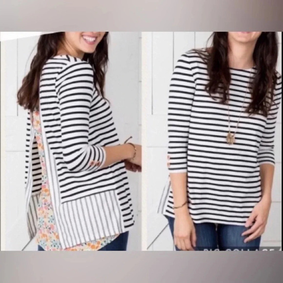 Women’s Matilda Jane With Joanna Gaines 3/4 Sleeves Striped Tunic Size Small EUC - Picture 1 of 8